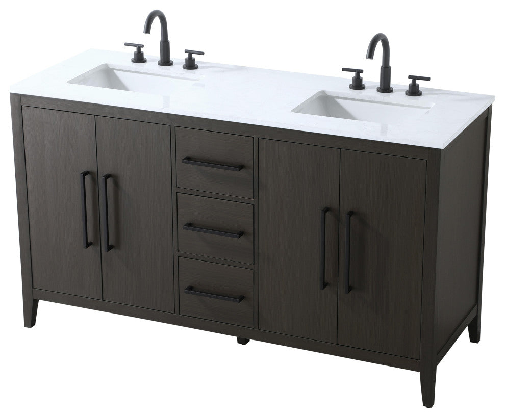 Home Living 60" Double Bathroom Vanity, Mocha Brown