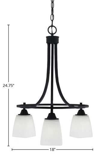 Paramount Downlight 3-Light Chandelier, Matte Black, 4.5" White Muslin Glass