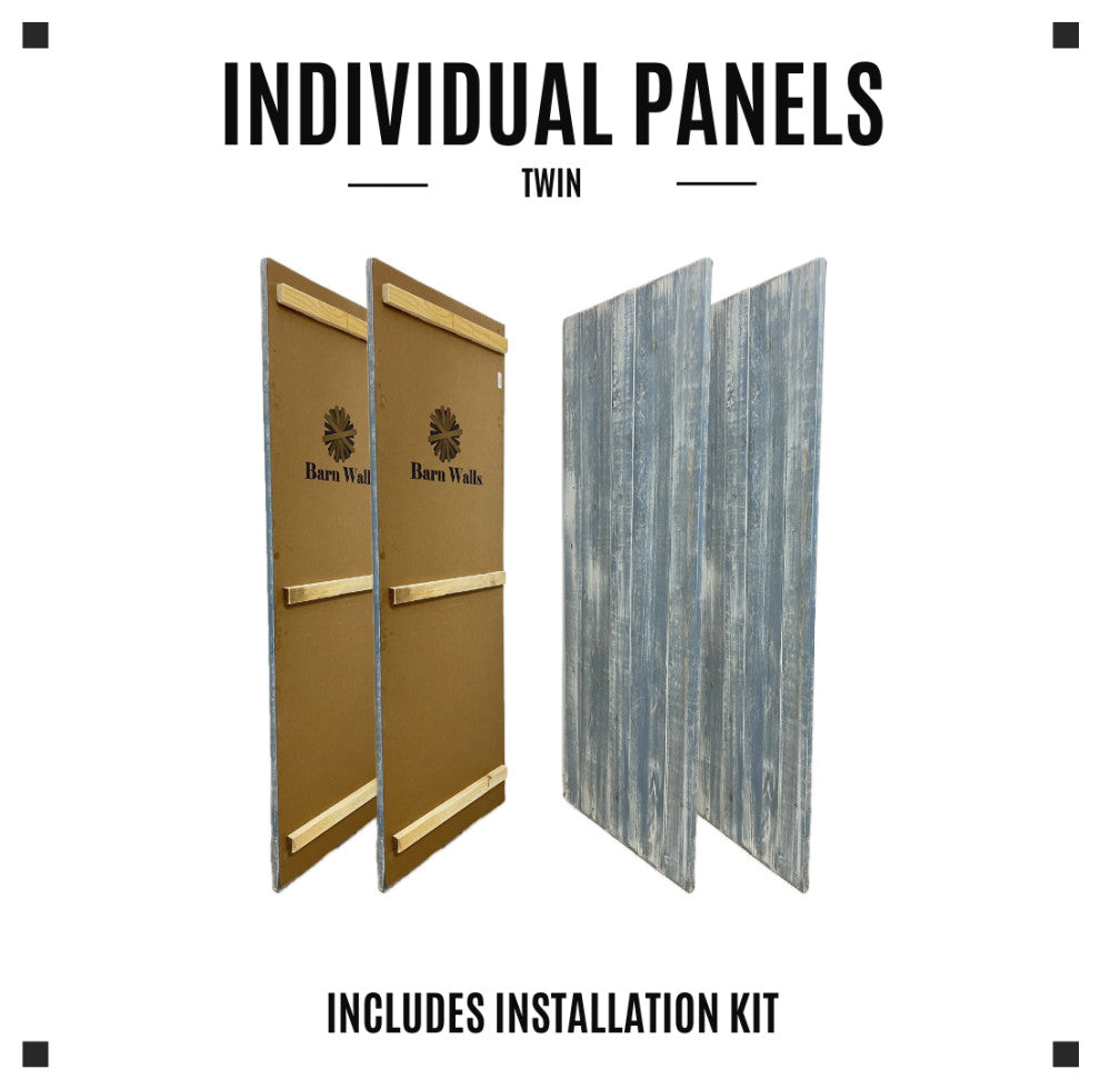 Solid Wood Headboard Modern Farmhouse with Smooth Natural Wood Grain for Any Bed, Blue Powderwash, Twin