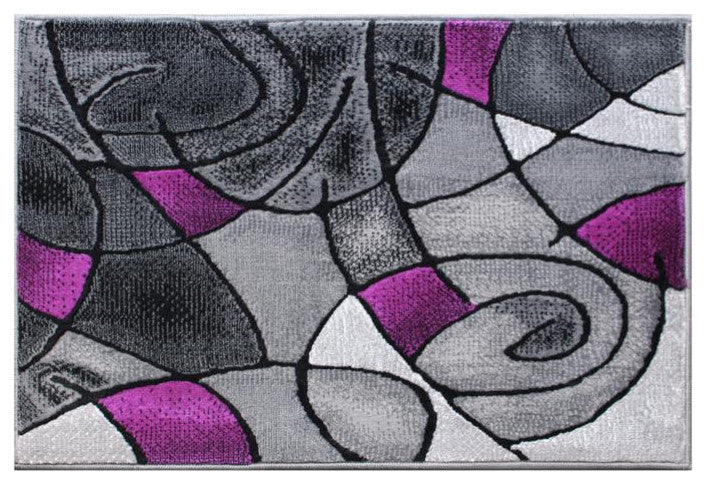 Jubilee Collection Modern Abstract Pattern Area Rug, Purple, 2' X 3'
