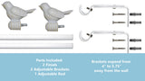 3/4" Bird Adjustable Curtain Rod, Gilded White, 28"-48"