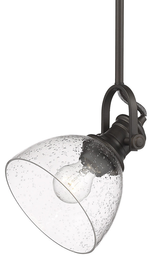 Golden Lighting 3118-M1L Hines 7"W Mini Pendant - Rubbed Bronze / Seeded