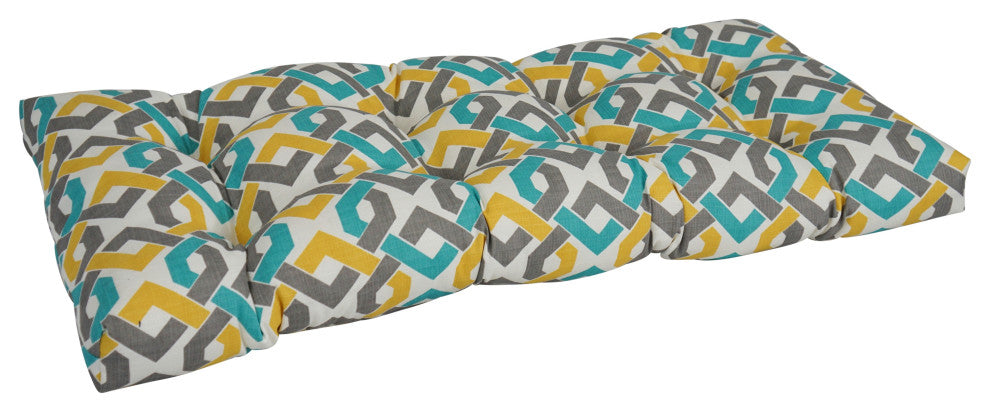 42"X19" Polyester Outdoor Tufted Loveseat Cushion, Rieser Sterling