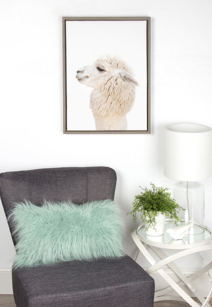 Sylvie Studio Alpaca Animal Print Framed Canvas Art by Amy Peterson, 18x24