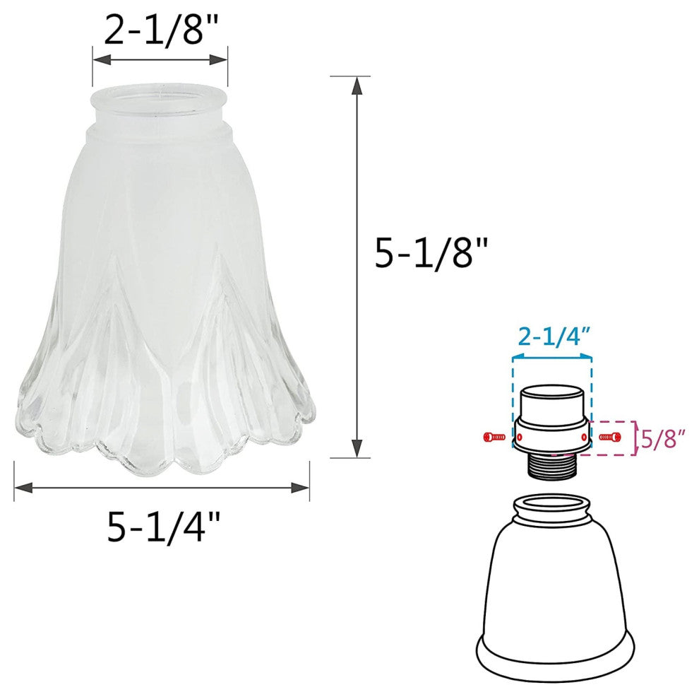 23160-4 Replacement Clear & Sandblasted Ceiling Fan Glsss Shade, 4 Pack.