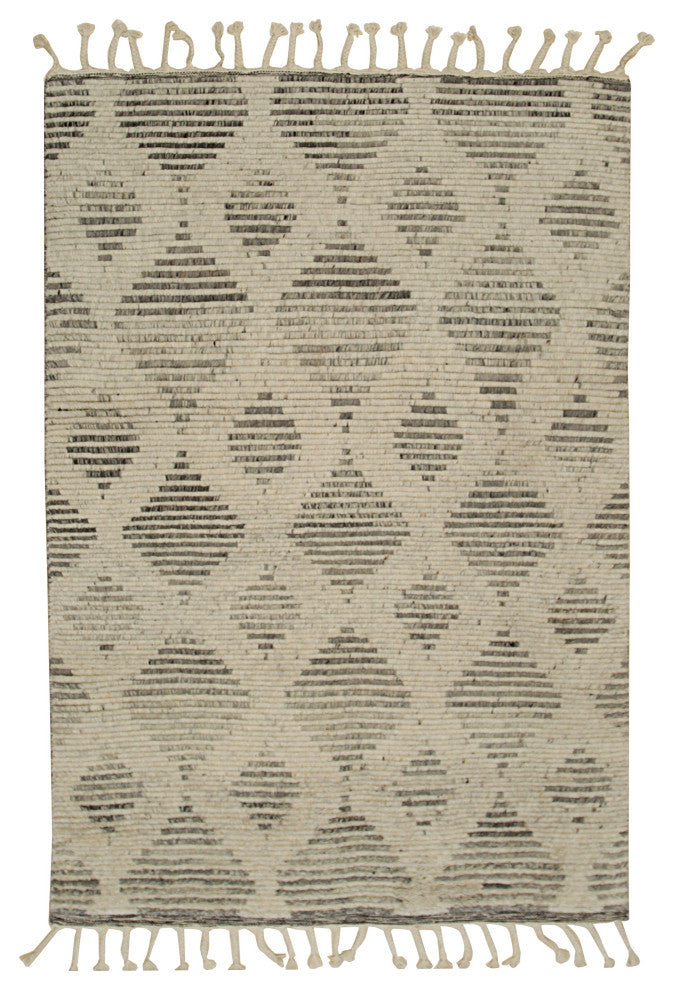 Hand-Knotted Wool Beige Transitional Modern Modern Knot Rug, 5'6x7'6
