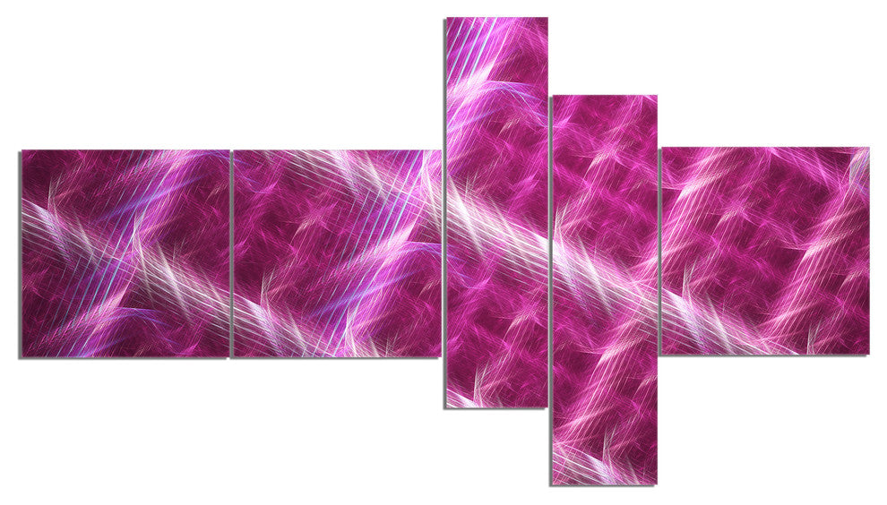 Pink Abstract Metal Grill, Abstract Art on Canvas, 60"x32", 5 panels