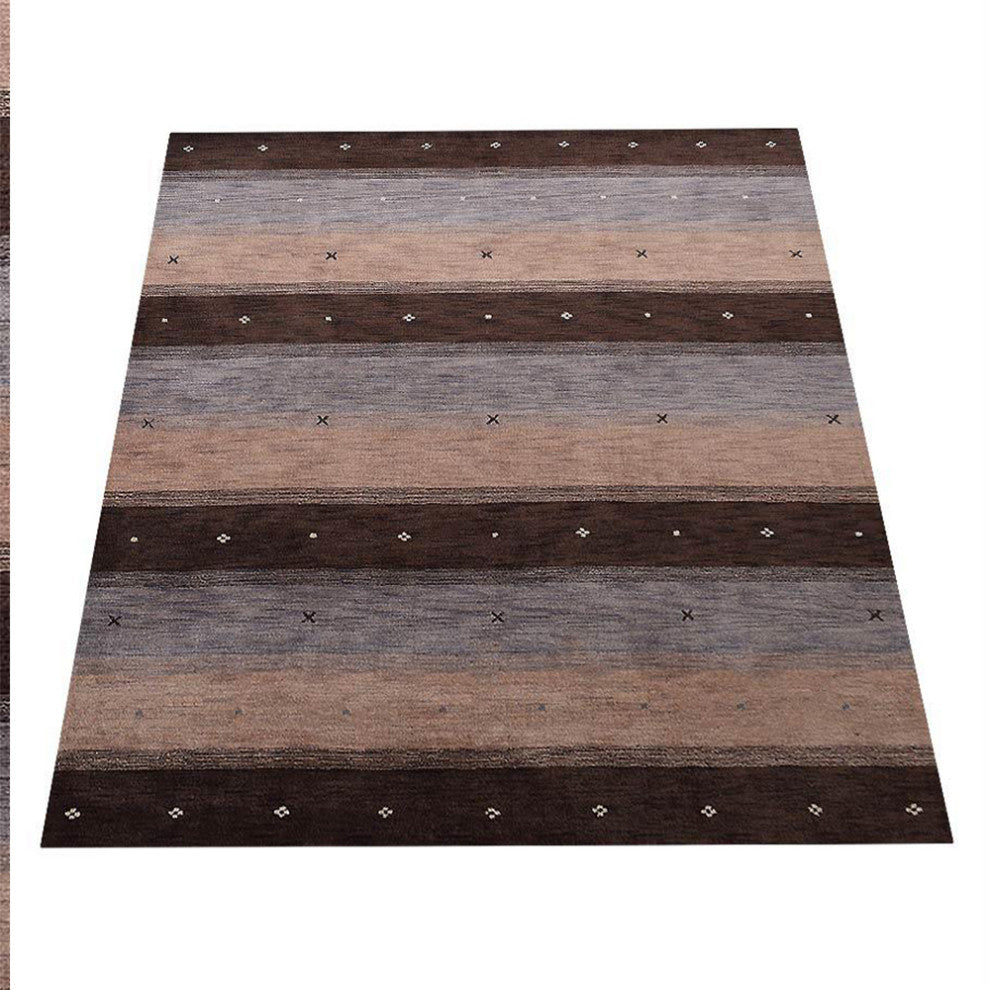 HAND KNOTTED LOOM WOOL ECO-FRIENDLY AREA RUGS  - Brown Beige,Contemporary