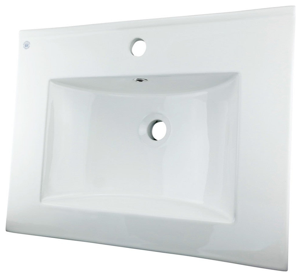 Square Bathroom Drop-in Sink Self-Rimming 24" White Porcelain Set of 2