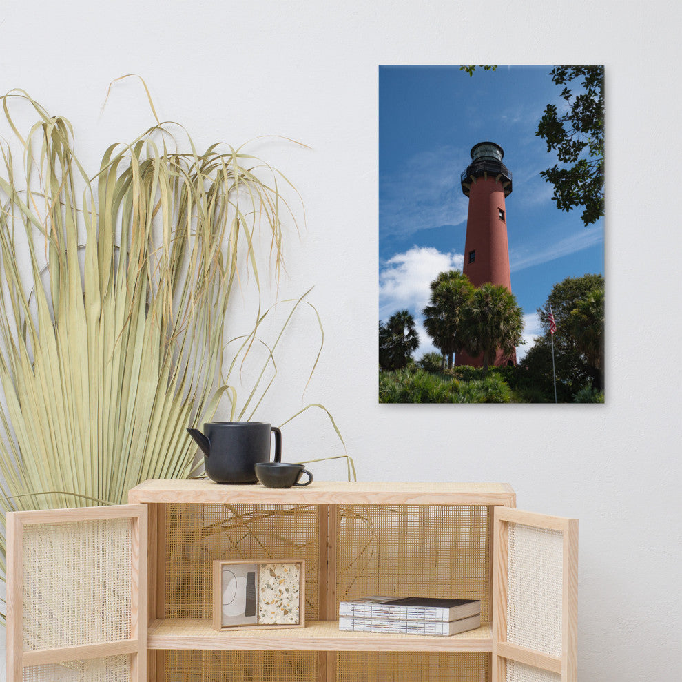 Jupiter Lighthouse 2 Color Coastal Landscape Canvas Wall Art Print, 24" X 36"