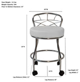 Diana X-Back Vanity Bench with Casters, Chrome