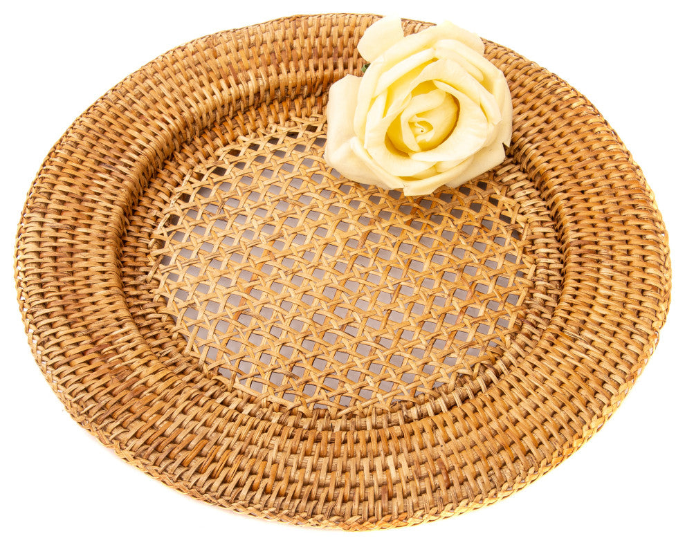 Artifacts Rattan™ Open Weave Charger, Honey Brown, 13"x13"