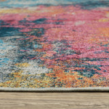 Sasha Abstract Machine Washable Multi-colored Area Rug Mat 7'6" x 10'