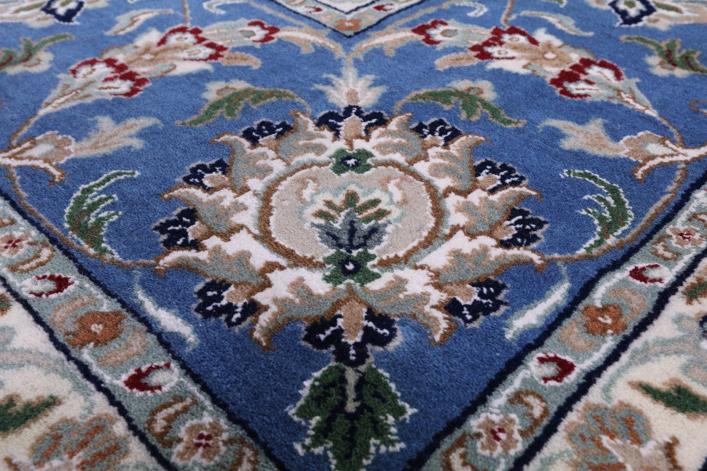 11' 8" X 15' 3" Persian Nain Wool and Silk Hand Knotted Rug Q7155