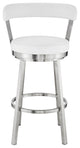 Bryant Swivel Stool, Brushed Stainless Steel/White, Bar Height