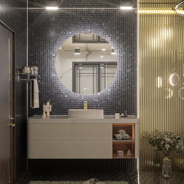 Round LED Vanity Mirror With Backlit, Anti-Fog & Dimmable LED, 24x24