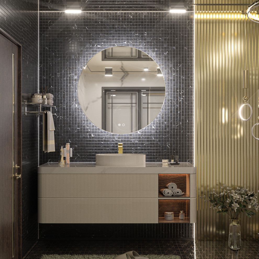 Round LED Vanity Mirror With Backlit, Anti-Fog & Dimmable LED, 24x24