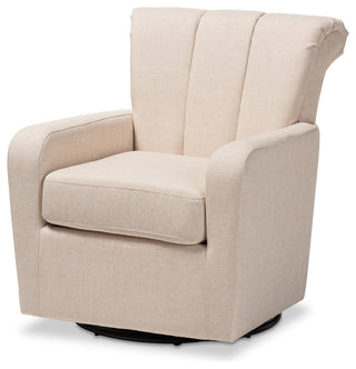 Milena Upholstered Swivel Chair, Beige