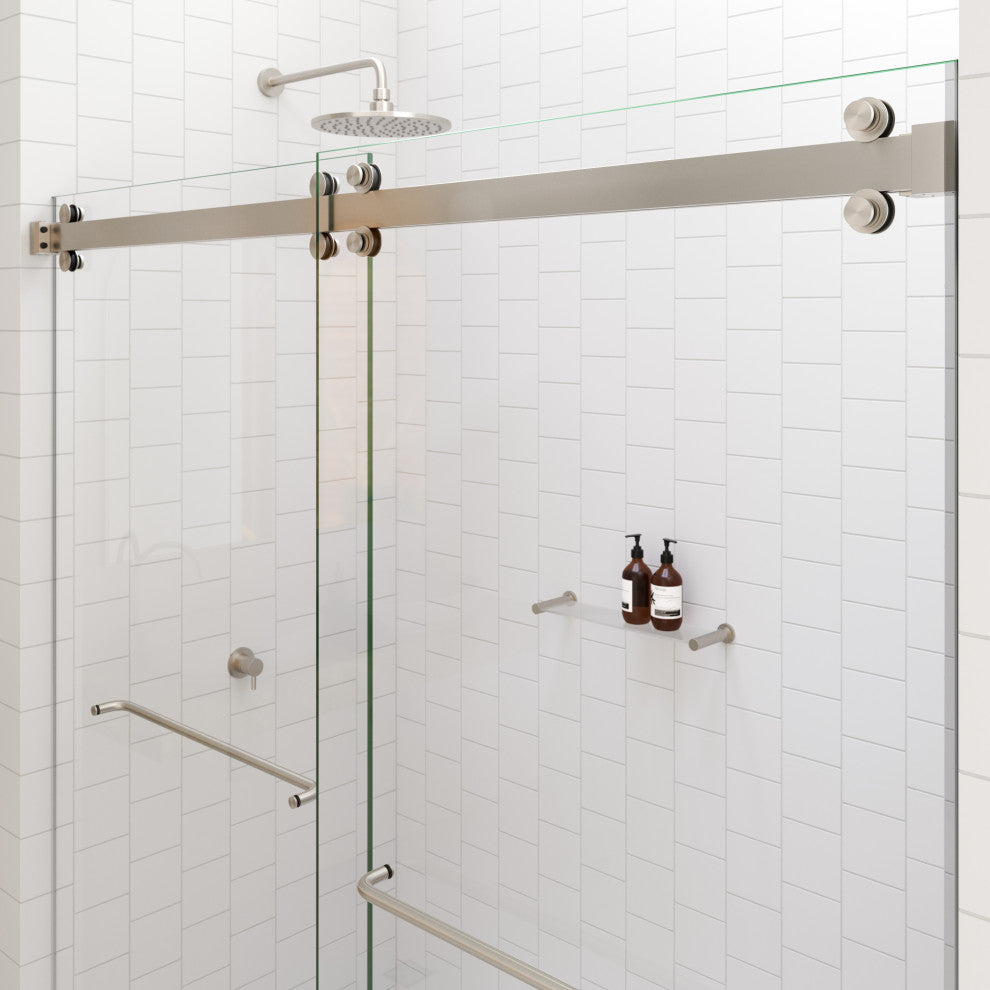 Polaris 60 in. x 78 in. Sliding Bypass Shower Doors, Brushed Nickel