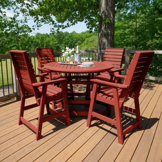 Weatherly 5-Piece Round Dining Set, Rustic Red