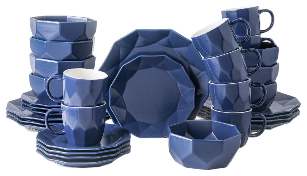Stone Lain Jamie Porcelain 32 Piece Dinnerware Set, Blue