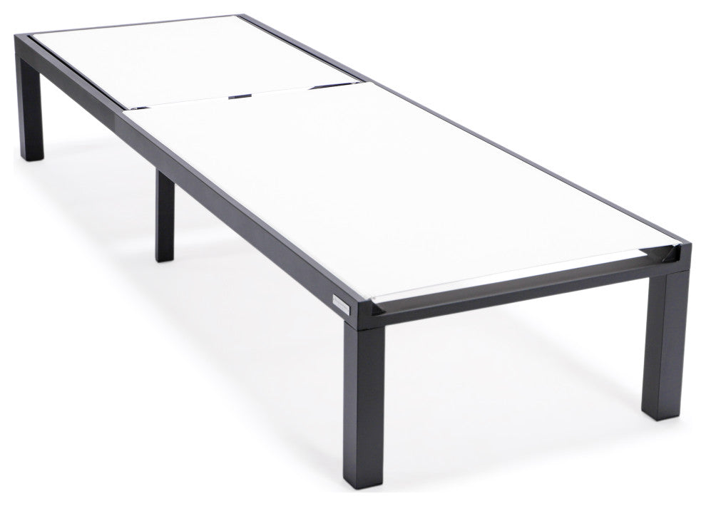 LeisureMod Marlin Patio Chaise Lounge Chair With Black Frame, White