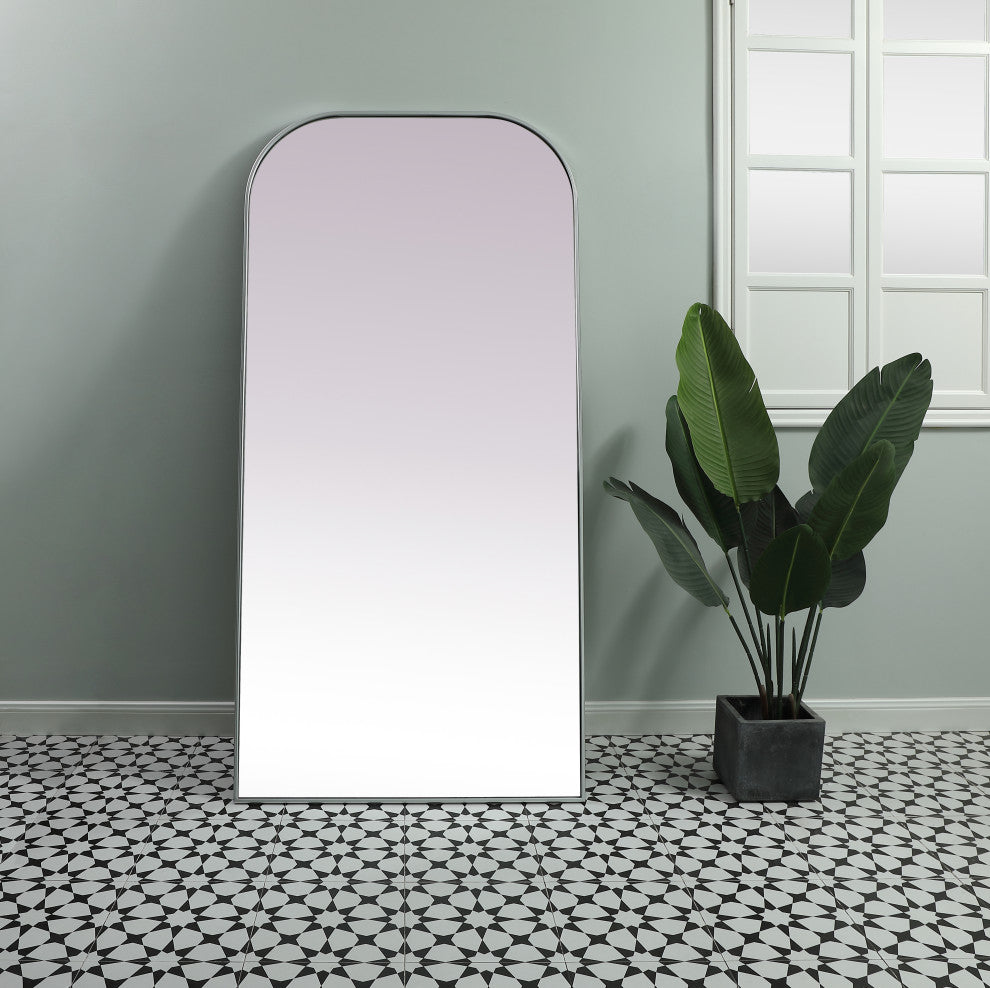 Metal Frame Arch Full Length Mirror 35X72 Inch, Silver