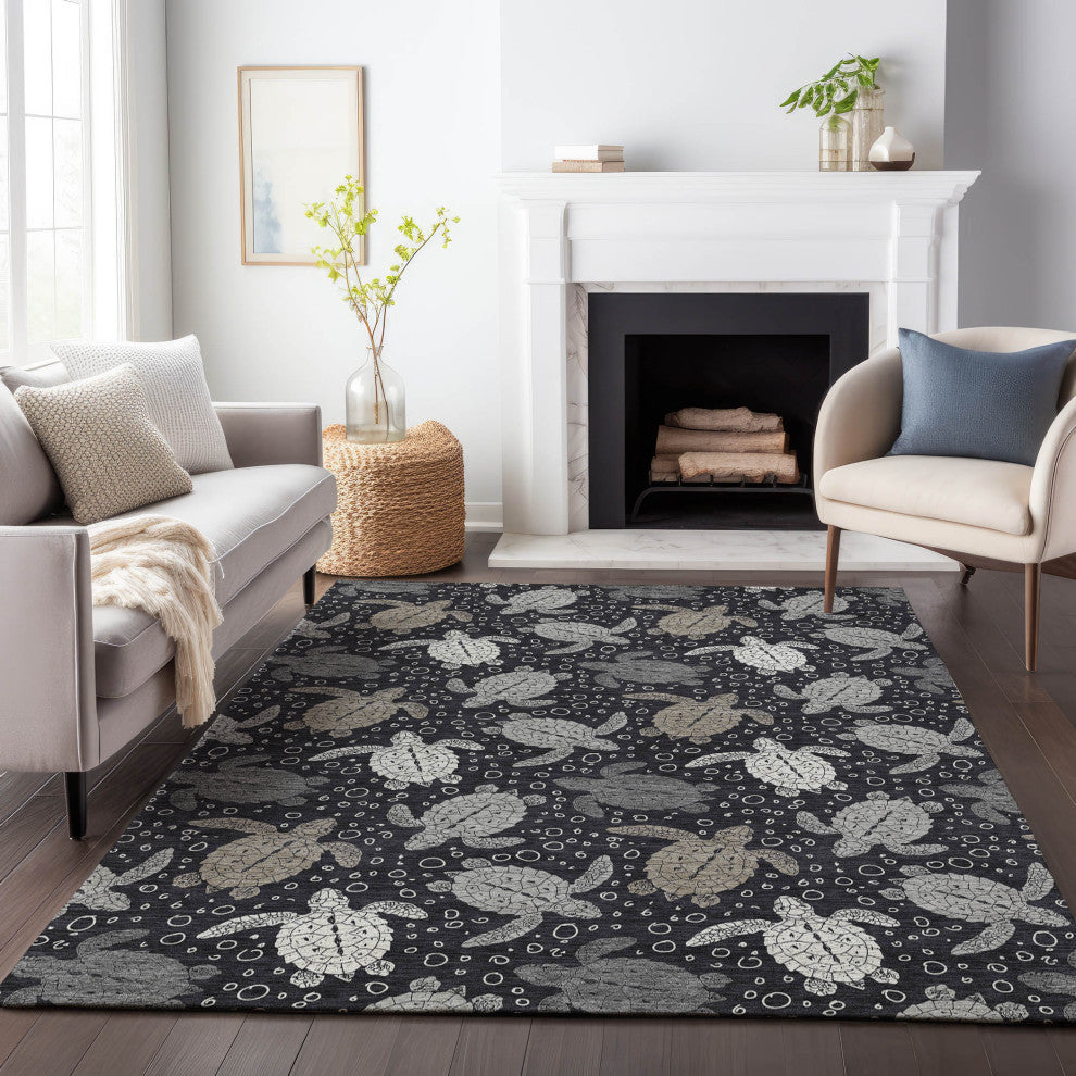 Addison Premium Washable Mayfield AMF192 Black 10' x 14' Rug