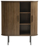 Mid-Century Modern Rounded Sliding Door Cabinet 39", Smoked Oak