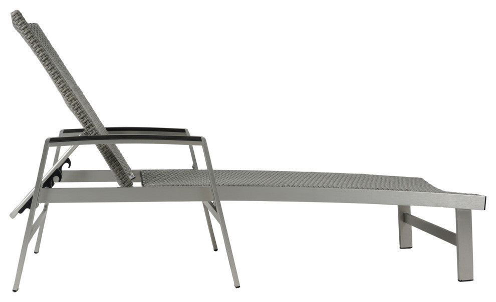 GDF Studio Joy Outdoor Wicker and Aluminum Chaise Lounges, Set of 2