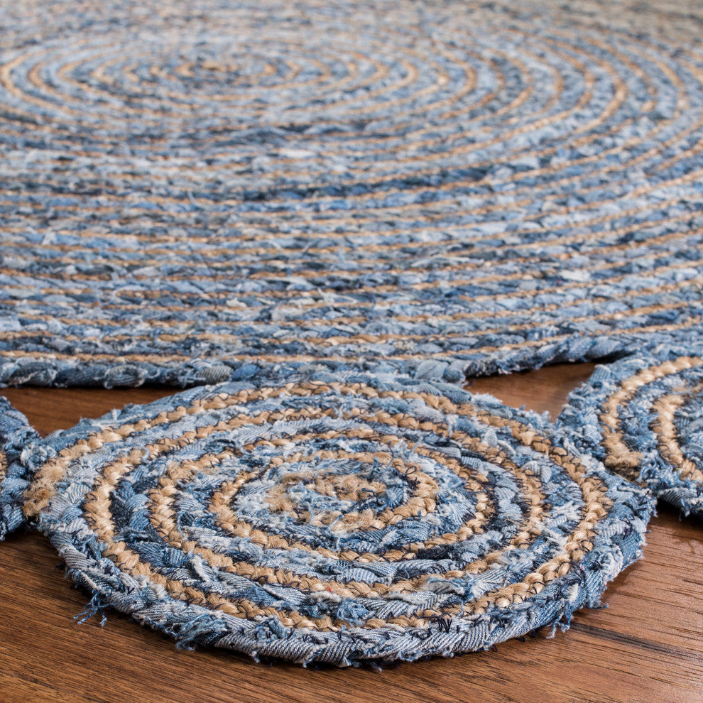 Safavieh Cape Cod Collection CAP211 Rug, Blue/Natural, 4' Round