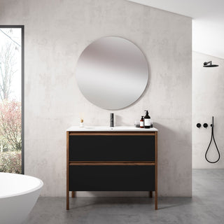 Ikon Modern Standing Bathroom Vanity, Matt Black, 32" 2dr