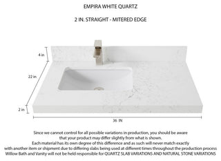 Sonoma Oak 36 Left Offset Bath Vanity with 2" Empira White Quartz