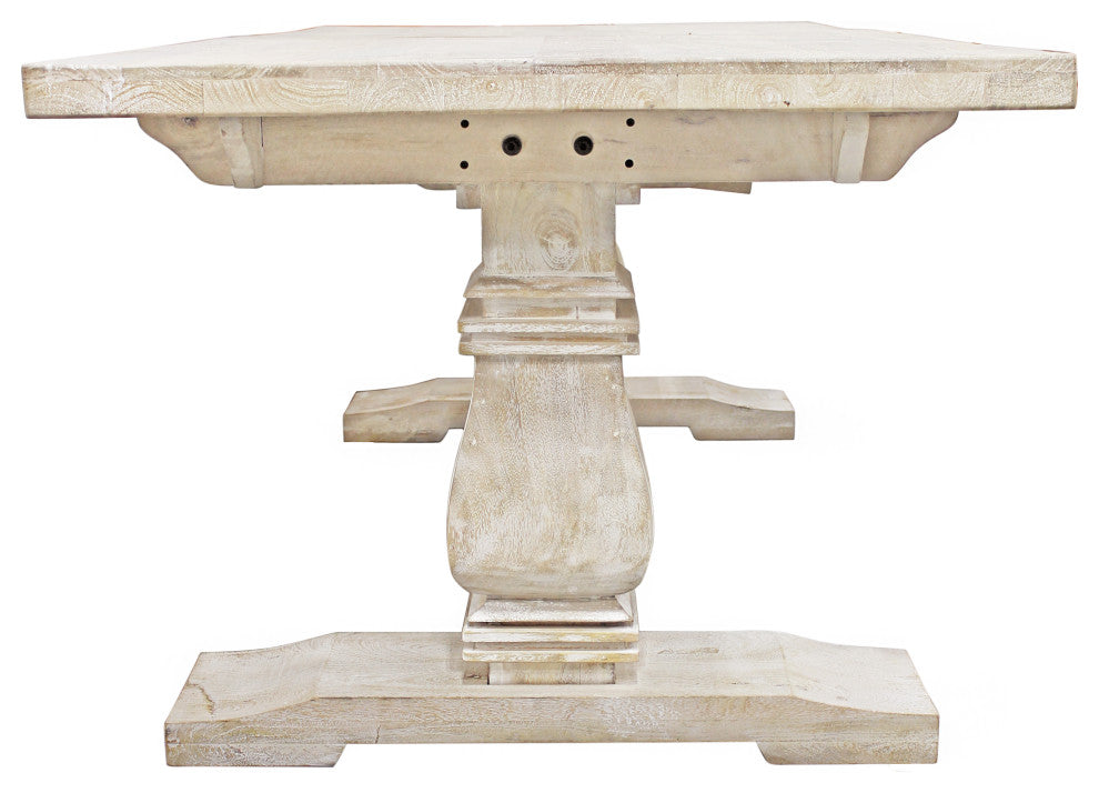 Benedict Extension Dining Table in Mango Solid Wood with White Wash Finish