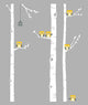 Birch Tree Wall Decal with Owls W1118, Scheme A, Standard, 96" Tall Trees