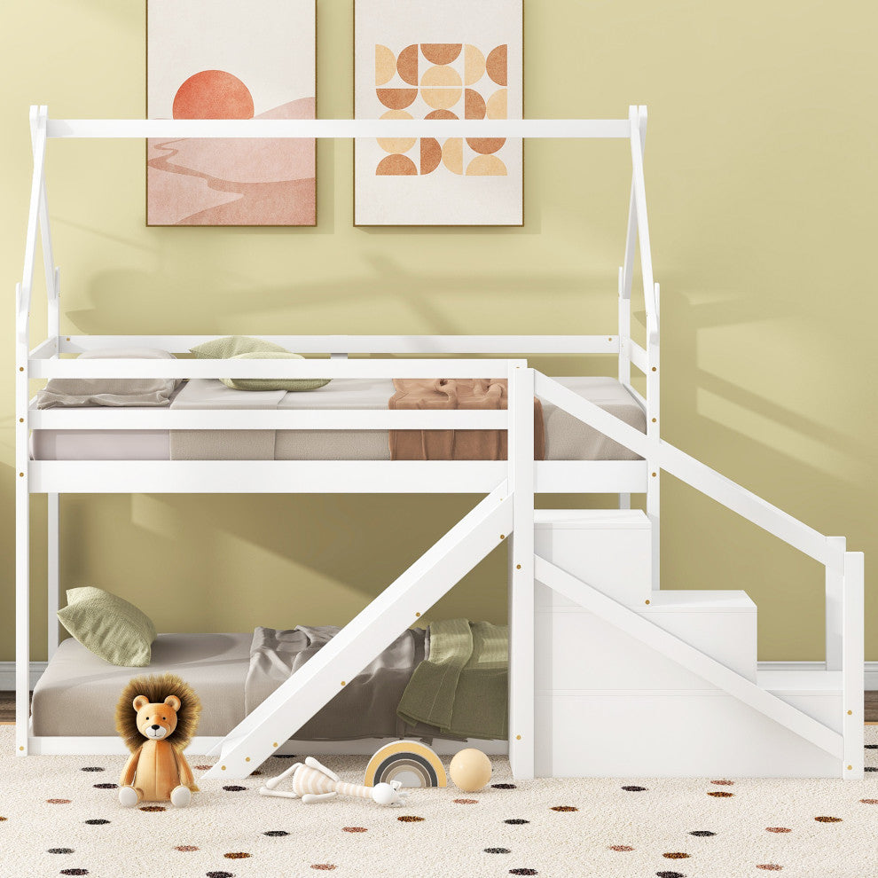 Gewnee Twin over Twin House Loft or Bunk Bed