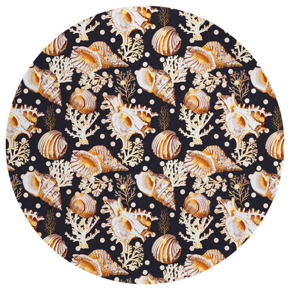 Indoor/Outdoor Seabreeze SZ6 Black Machine Washable 8' x 8' Round Rug