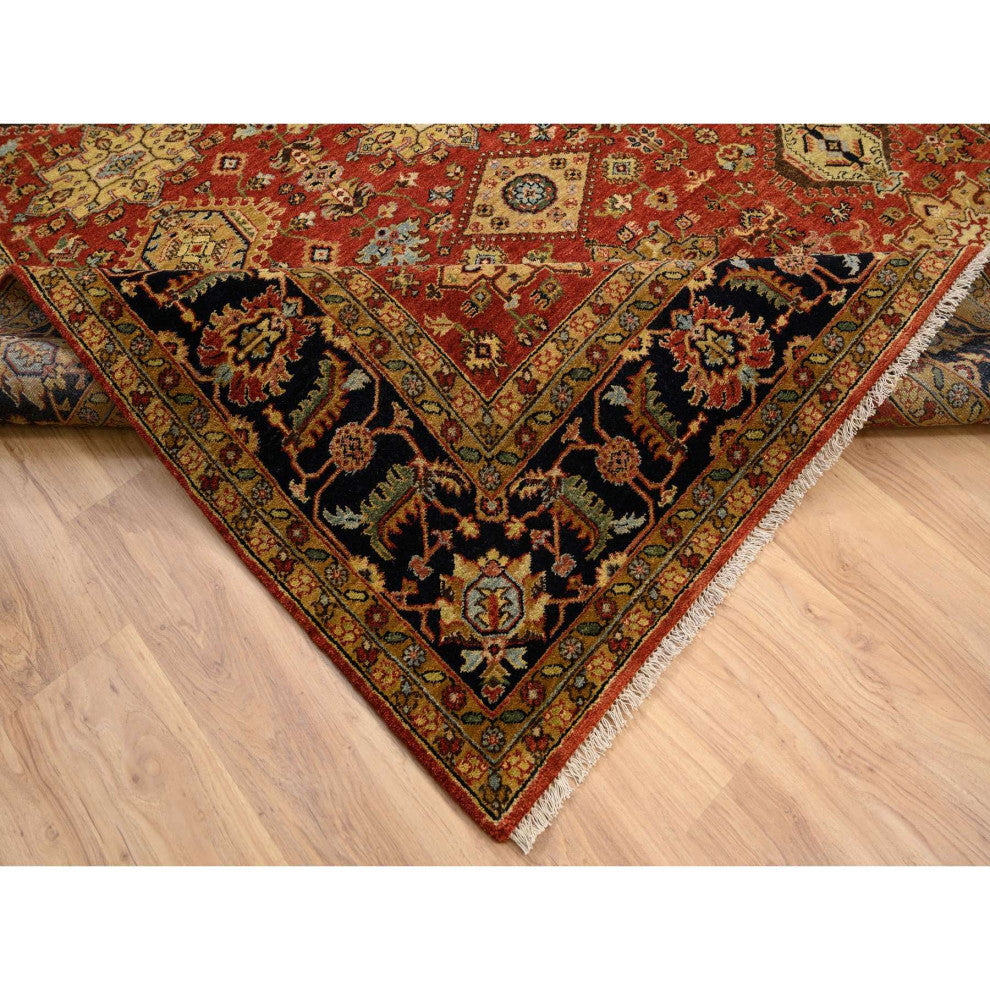 Red/Black Hand/Knotted, Karajeh Design, Organic Wool, Oriental Rug, 8'2"x10'0"