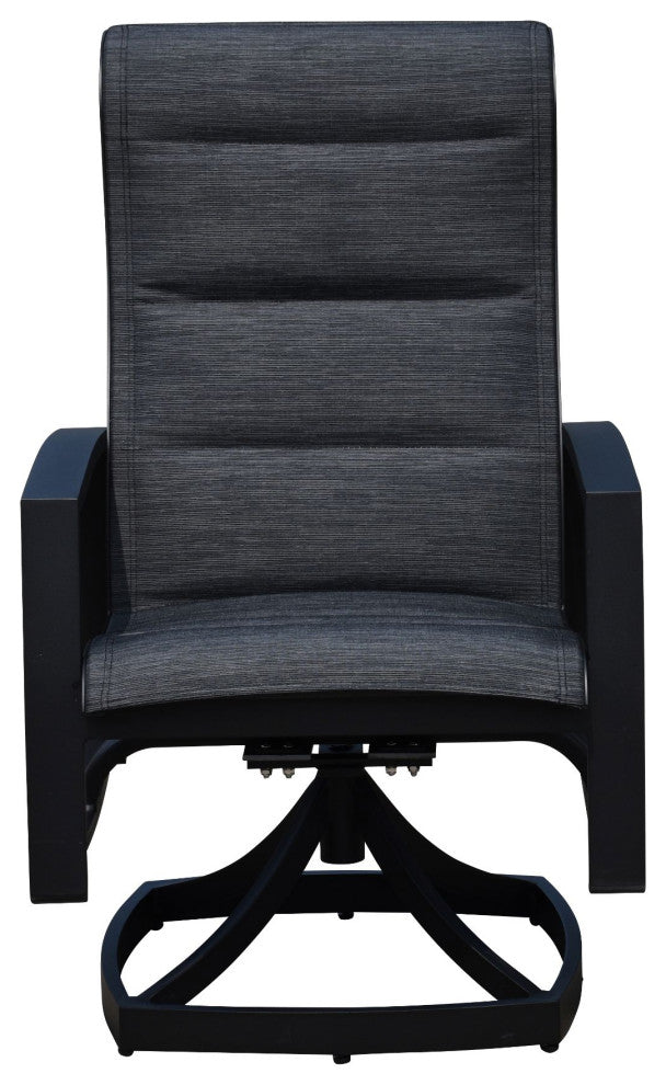 Courtyard Casual Santorini Black 5-Piece Motion 54" Round Padded Dining Set