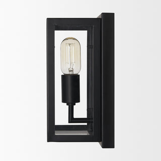 Cairn Matte Black Metal With Glass 1-Light Wall Sconce