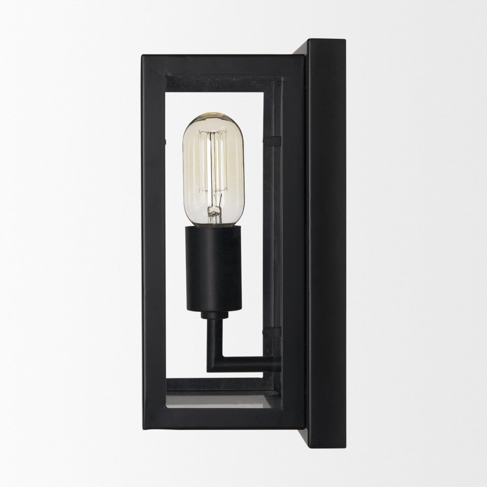Cairn Matte Black Metal With Glass 1-Light Wall Sconce