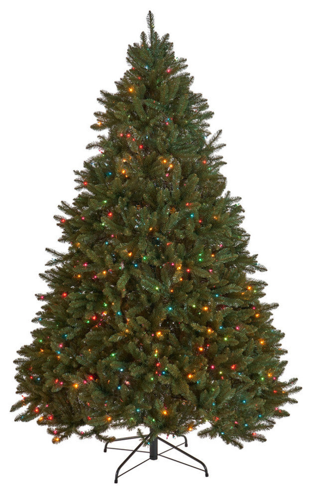 7.5' Norway Spruce Artificial Christmas Tree, Pre-Lit Multi-Colored
