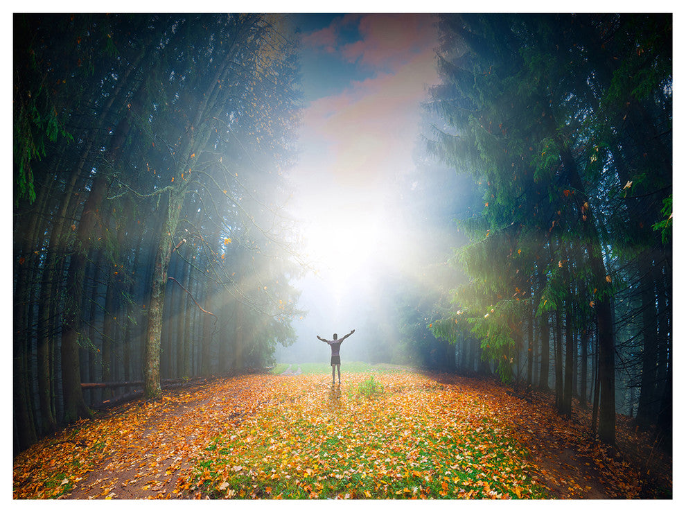 Men and Bright Sunlight Panorama, Landscape Canvas Art Print, 40"x30"