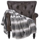 Beckie Stripe Faux Fur Throw Blanket With Micromink Back, Gray Flannel, 60"x80"