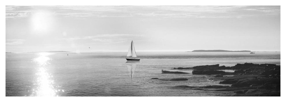 "Evening Sail Black and White" Digital Paper Print by Sue Schlabach, 74"x26"