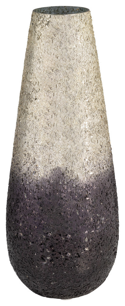 18" Crackled Vase, Gray Ombre