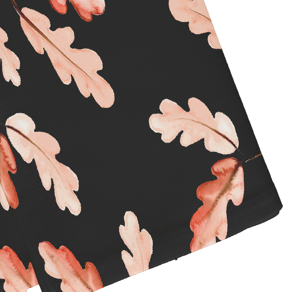 Wild Oak Leaves 19" Black Floral Print Napkin, Set of 4