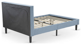 2Pc Platform Full Size Bedroom Set, 1 Bed, Bedroom Nightstand, Denim Blue
