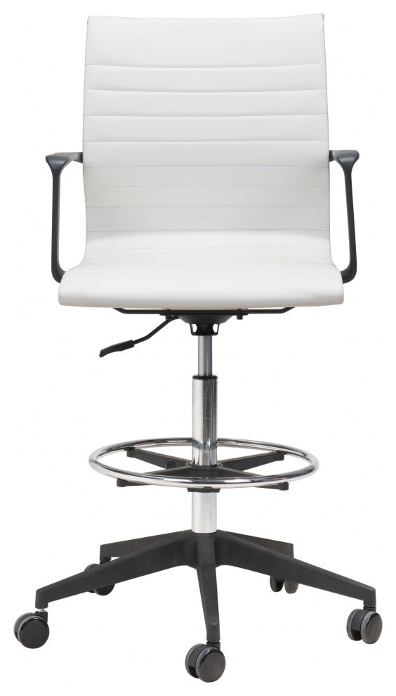 Mod Black and White Faux Leather Drafting Chair