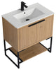 Kingsford Grooved-Look Bath Vanity, Bright Oak, White Ceramic Sink, 30", Doors